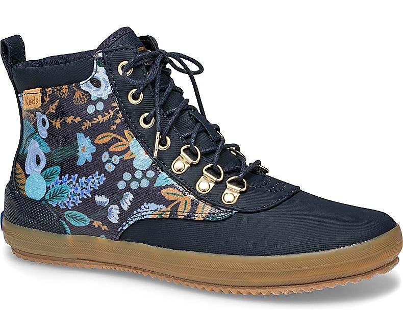 Keds Womens Navy Multicolor High Tops Boots - Keds X Rifle Paper Co Scout Water 947OGUBAV